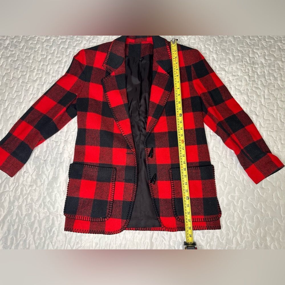 Vintage 90s Buffalo Plaid Wool Blend Skirt Suit Matching Set Ninety Made in USA - Picture 15 of 15